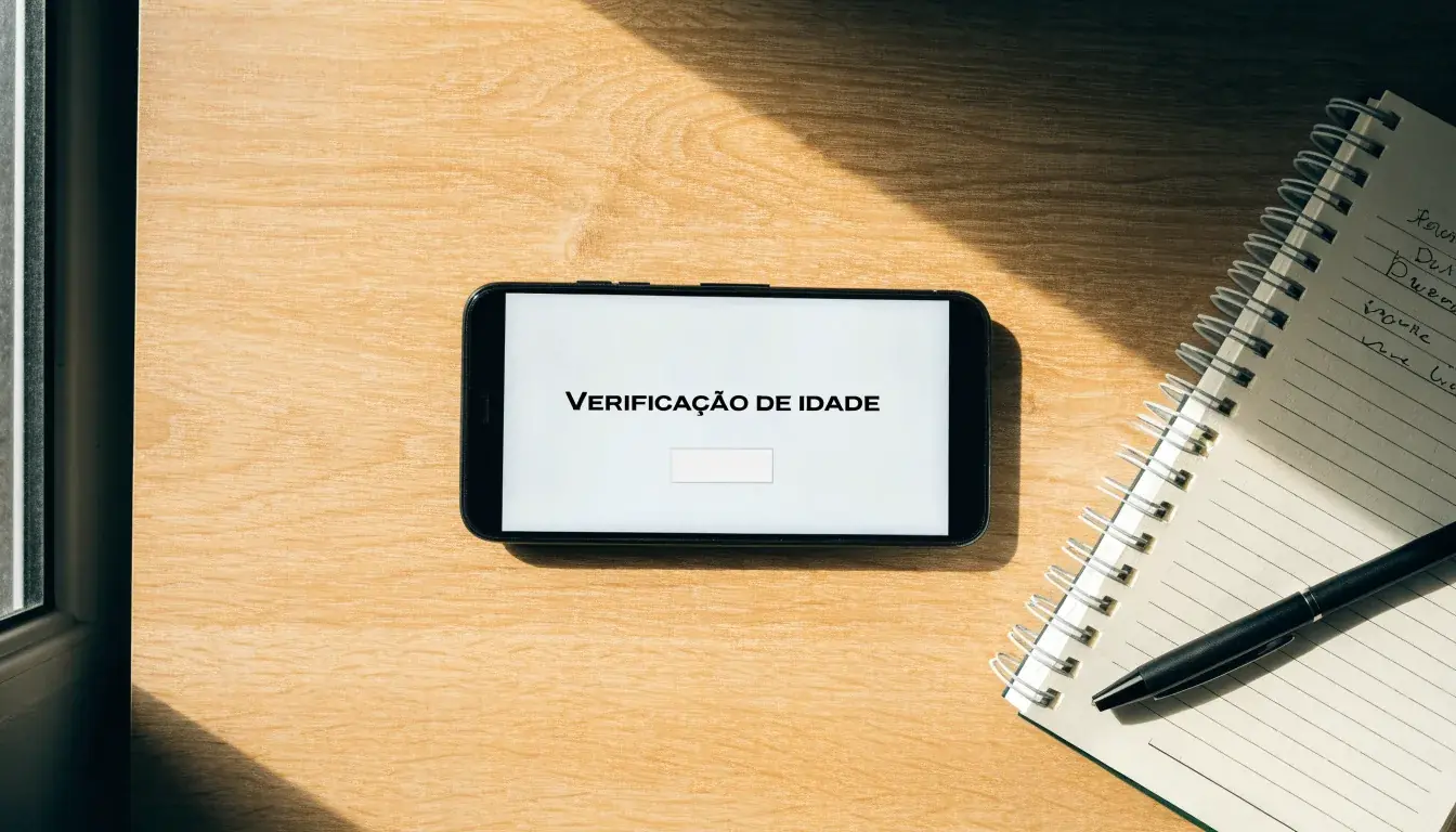 Uma folha de licença em papel com um selo vermelho, pousada numa secretária de madeira ao lado de uma caneta